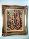 Ulei pe p&acirc;nză o lucrare semnata foarte veche de o foarte bună calitate