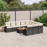Cumpara ieftin Set canapele de grădină cu perne, 11 piese, negru, poliratan