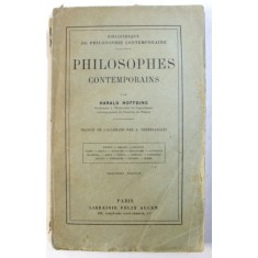 PHILOSOPHES CONTEMPORAINS par HARALD HOFFDING , 1924