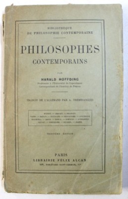 PHILOSOPHES CONTEMPORAINS par HARALD HOFFDING , 1924 foto