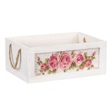 Ladita lemn pentru ghivece, 30 x 20 x 12 cm, model floral
