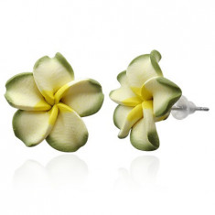 Plumeria verde - cercei fimo foto