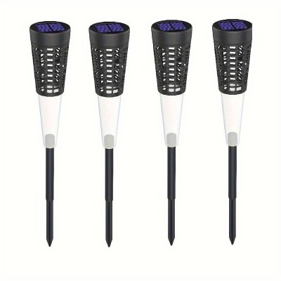 Set 6 lampi solare decorative, pentru gradina, cu fixare tip tarus, lumina calda, pornire/oprire automata, rezistente la apa, din ABS, negru foto