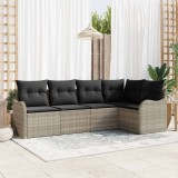 VidaXL Set de canapele pentru grădină 5 pcs Gri deschis Rattan poli