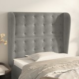 Gossi tablie de pat cu aripioare gri deschis 103x23x118/128cm catifea