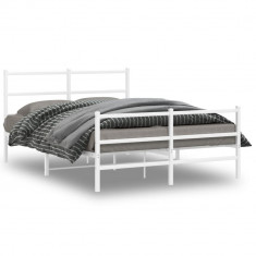 vidaXL Cadru pat metalic cu tăblie de cap/picioare , alb, 140x200 cm