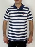 U.S. Grand POLO Tricou polo barbati cu imprimeu in dungi, Regular fit, Bleumarin inchis, XL