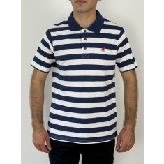 U.S. Grand POLO Tricou polo barbati cu imprimeu in dungi, Regular fit, Bleumarin inchis, XL