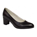 Pantofi dama din piele naturala cu toc de 5cm, Negru NAA32N5