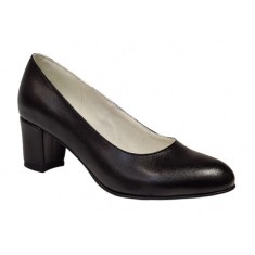 Pantofi dama din piele naturala cu toc de 5cm, Negru NAA32N5