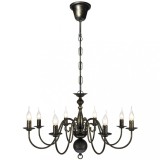 Candelabru alb de metal &icirc;n stil antichizat, 8 x becuri E14