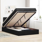 Cumpara ieftin Cadru pat otoman cu saltea, catifea neagră 120x200 cm