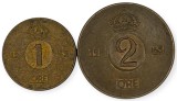 SUEDIA lot / set : 1 + 2 ORE 1963 [2] km 820 + 821, Europa, Cupru (arama)