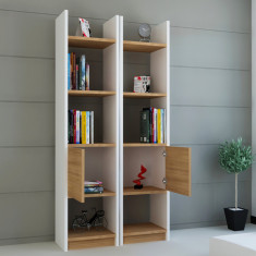 Corp biblioteca, Decorotika, Esbi 102, 66.2x150x29.5 cm, Alb / Teak