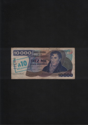 Rar! Argentina 10 australes pe 10000 pesos argentinos 1985 seria13555351 uzata foto
