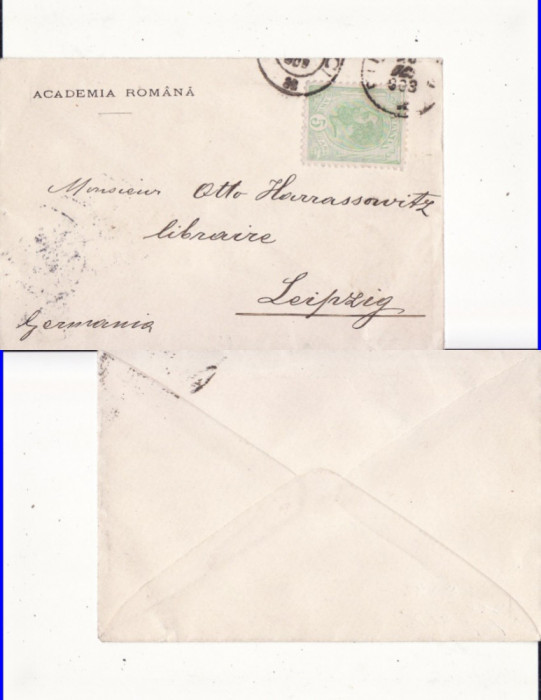 Plic Academia Romana -circulat Bucuresti Germania 1903