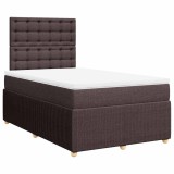 Cumpara ieftin Pat box spring cu saltea, maro inchis, 120x200 cm, textil