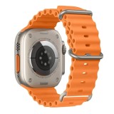 Curea Silicon Apple Watch 42-49mm Ocean Band Sport - Alb/Portocaliu - Serie 9 8 7 6 5 4 3 Ultra
