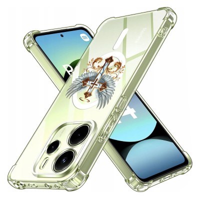 Husa antisoc pentru xiaomi redmi note 14 4g (regional) - airbag magsafe, col&amp;Egrave;uri ranforsate - cross white wings foto