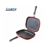 Tigaie dubla dreptunghiulara tip Grill, aluminiu, 32x24x7.5 cm, Red Line, Cooking by Heinner