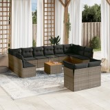 Cumpara ieftin Set mobilier de grădină cu perne, 13 piese, gri, poliratan