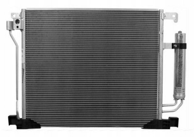 Condensator climatizare AC Nissan Juke, Pulsar, motor: 1.2 DIG-T, 1.5 dci, 1.6 DIG-T, 1.6 T, Condensator cu filtru uscator, 495 x417 x12, miez si foto