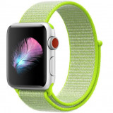 Cumpara ieftin Curea iUni compatibila cu Apple Watch 1/2/3/4/5/6/7, 38mm, Nylon Sport, Woven Strap, Electric Green