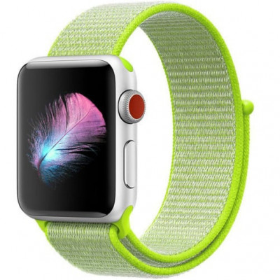 Curea iUni compatibila cu Apple Watch 1/2/3/4/5/6/7, 42mm, Nylon Sport, Woven Strap, Electric Green foto