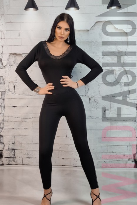 R867-1 Pantaloni tip colanti eleganti cu talie inalta si banda argintie pe laterale