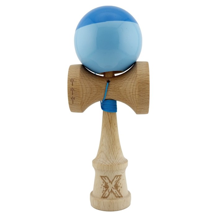 Kendama profesionala X cu cupe mari si ata albastra albastru bleu