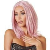 Perucă sexy COTTELLI Accessoires, pentru jocuri erotice și costume roleplay, lungime bob p&acirc;nă la umăr, culoarea roz pastel