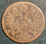 Austria 3 Kreuzer 1800 Francisc II (G) Cupru 8.75g, 30mm - Moneda Medievala