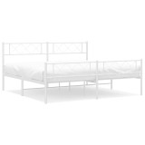 Cumpara ieftin Cadru de pat metalic cu tablie de cap/picioare, alb, 193x203 cm