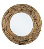 Cumpara ieftin Oglinda decorativa rotunda de perete cu rama lemn natur Raven 100x8 cm
