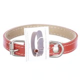 Zgarda piele 1,4 cm/30 cm nr 0 rosu