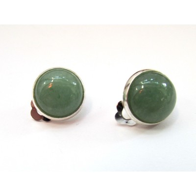 Cercei clips inox cu aventurin verde natural 12 MM foto