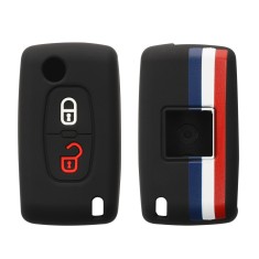 Husa Cheie Auto Kwmobile pentru Peugeot/Citroen 2 Butoane, Multicolor, Silicon, KWM0000093T004C