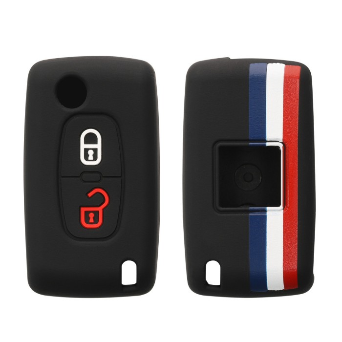 Husa Cheie Auto Kwmobile pentru Peugeot/Citroen 2 Butoane, Multicolor, Silicon, KWM0000093T004C