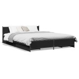 Gossi cadru de pat cu sertare, negru, 120x200 cm, lemn prelucrat