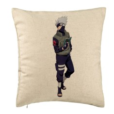 Perna Decorativa cu Naruto Kakashi, 40x40 cm, Bej, Husa Detasabila, Burduf foto