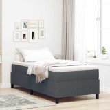 Pat cu saltea box spring &icirc;n gri &icirc;nchis - 100 x 200 cm, din corduroy