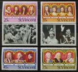 BC287, ST.Vincent 1977, 4 timbre personalitati, regi si regine, Nestampilat
