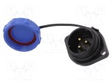 Soclu SP21 WEIPU tată PIN 3 cu capac IP68 30A lipire