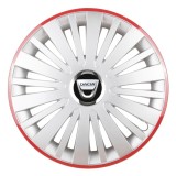 Cumpara ieftin Set 4 Capace Roti Autohelix MSA&reg;, potrivite jantelor de R16, pentru Dacia, model falcon argintiu cu rama rosie