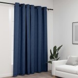 Perdea opaca albastra 290x245 cm vidaXL, tip panza, cu ocheti