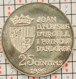 Andorra 25 centimes 1995 - FAO - tiraj 50.000 - km 109 UNC - A015, Europa