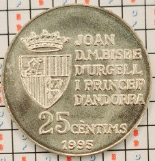 Andorra 25 centimes 1995 - FAO - tiraj 50.000 - km 109 UNC - A015