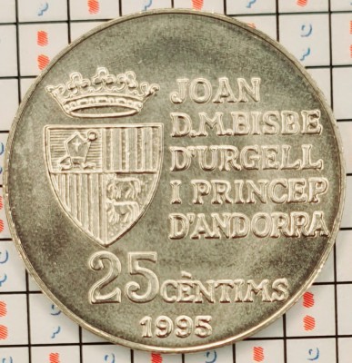 Andorra 25 centimes 1995 - FAO - tiraj 50.000 - km 109 UNC - A015 foto