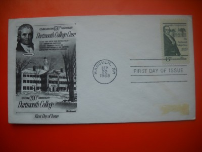HOPCT PLIC S FDC NR 654 COLEGIUL DARTMOUTH 150 ANI 1969 SUA -NECIRCULAT foto