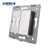 Cumpara ieftin Priza HDMI Livolo gri pentru perete, design modern si elegant